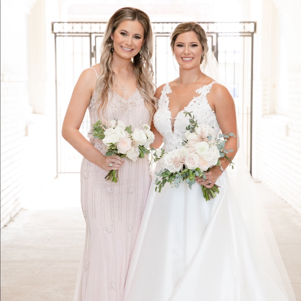 Lace & Beads Keeva Nude Blush Bridesmaid Dress